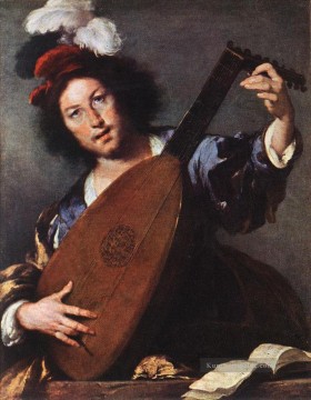 barock barock barocken Ölbilder verkaufen - Lute Player italienischer Barock Bernardo Strozzi